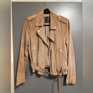 All Saints Genuine Leather Jacket Size 8 Colour Beige